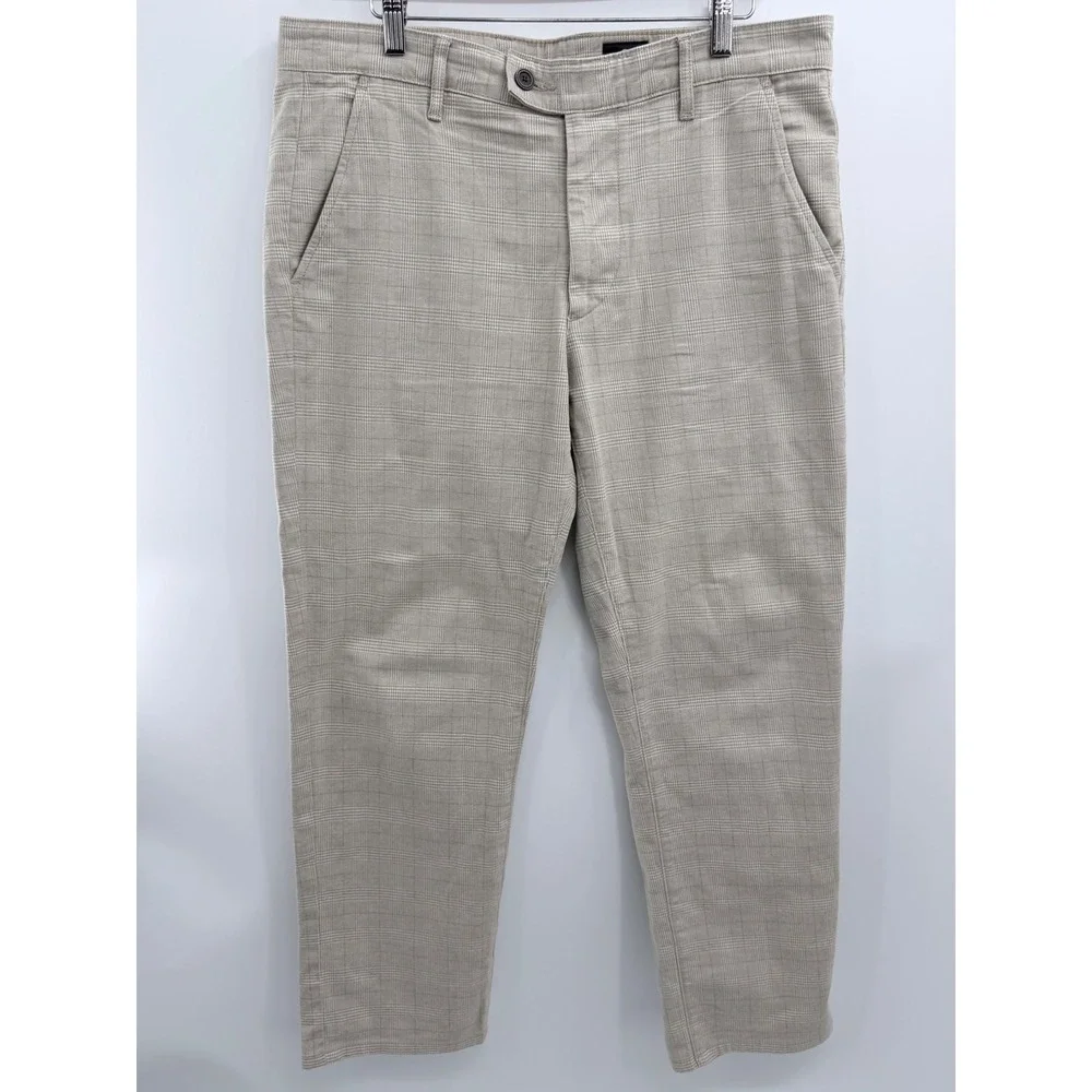 AG Adriano Goldschmied The Marshall Slim Trouser Mens 35x28 Tan Plaid Pants